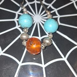 Turquoise And Amber Necklace 