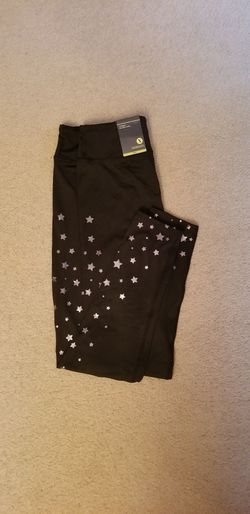 NWT Xersion Black Leggings With Silver Stars Size Medium
