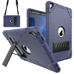 10.2 Inch IPad Case For 7th 8th 9th Gen Built In Kickstand & Strap Durable Blue
