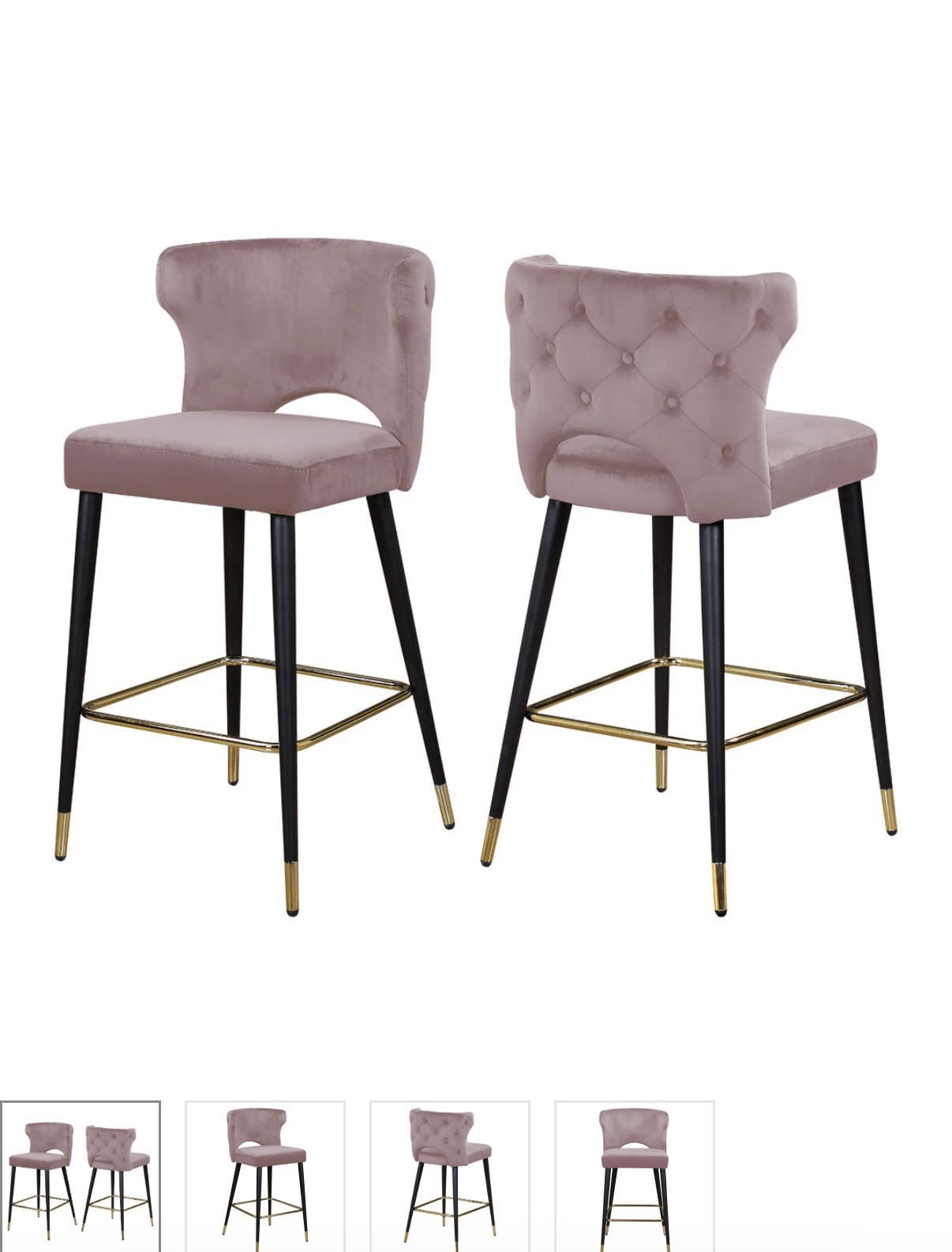 Kelly Pink Velvet Counter Stools