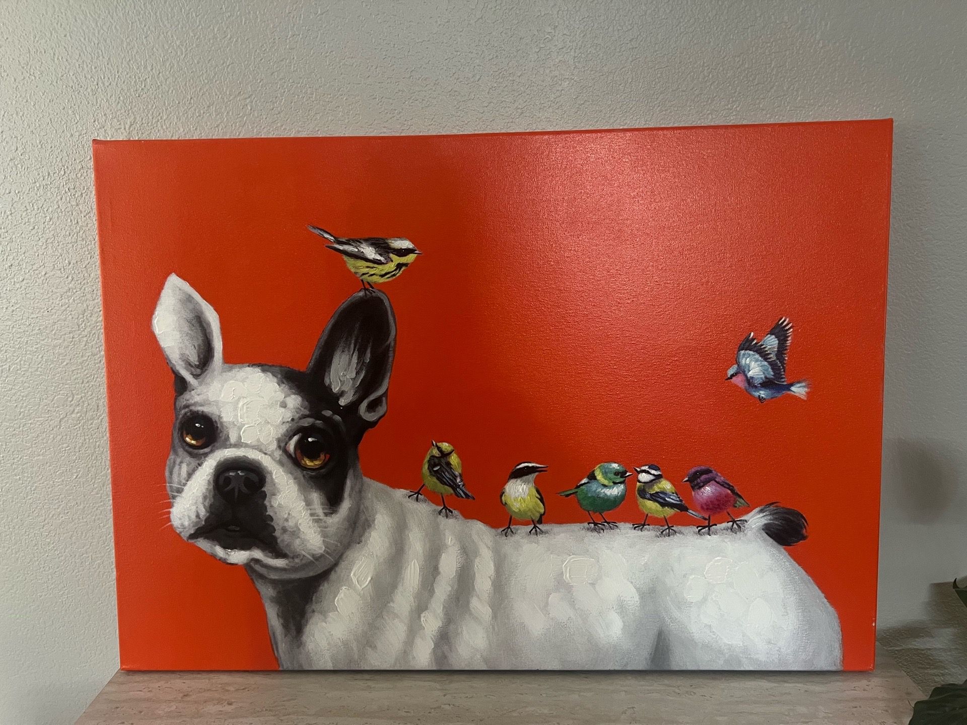 Hand-Painted French Bulldog Large Canvas Art