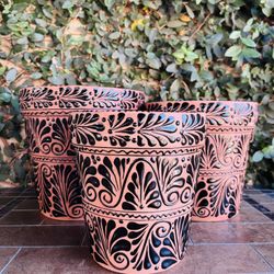 Set of 3 Talavera Vase Pot Planters