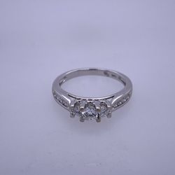 14k White Gold 3 Diamond Stone Ring 