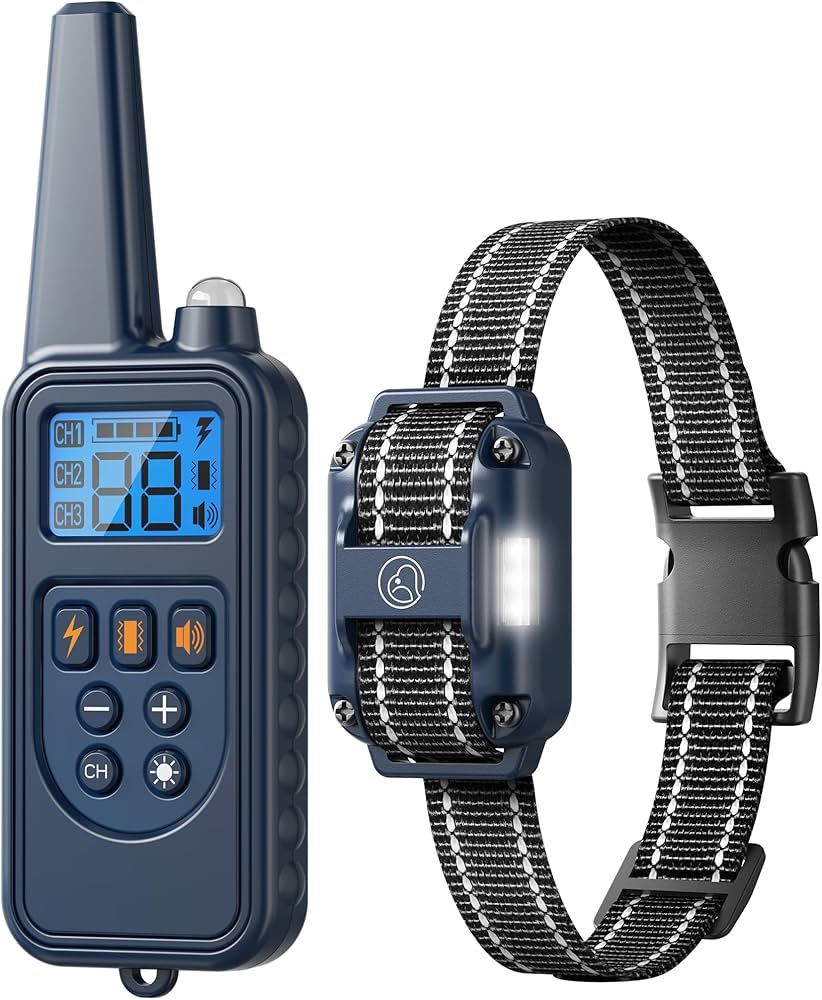 Electronic Dog Collar with Remote, 2600ft Waterproof Dog Training Collar for Smal Medium Large Dogs, Beep, Vibration, Shock (1-99) Modes, LED Light, f