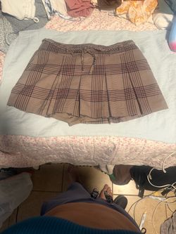 Hollister L Plaid Pleated Mini Skirt with Faux Tie Waist