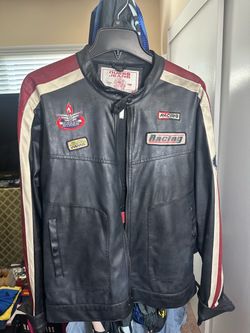 Guess Jeans Leather Racing Jacket Medium