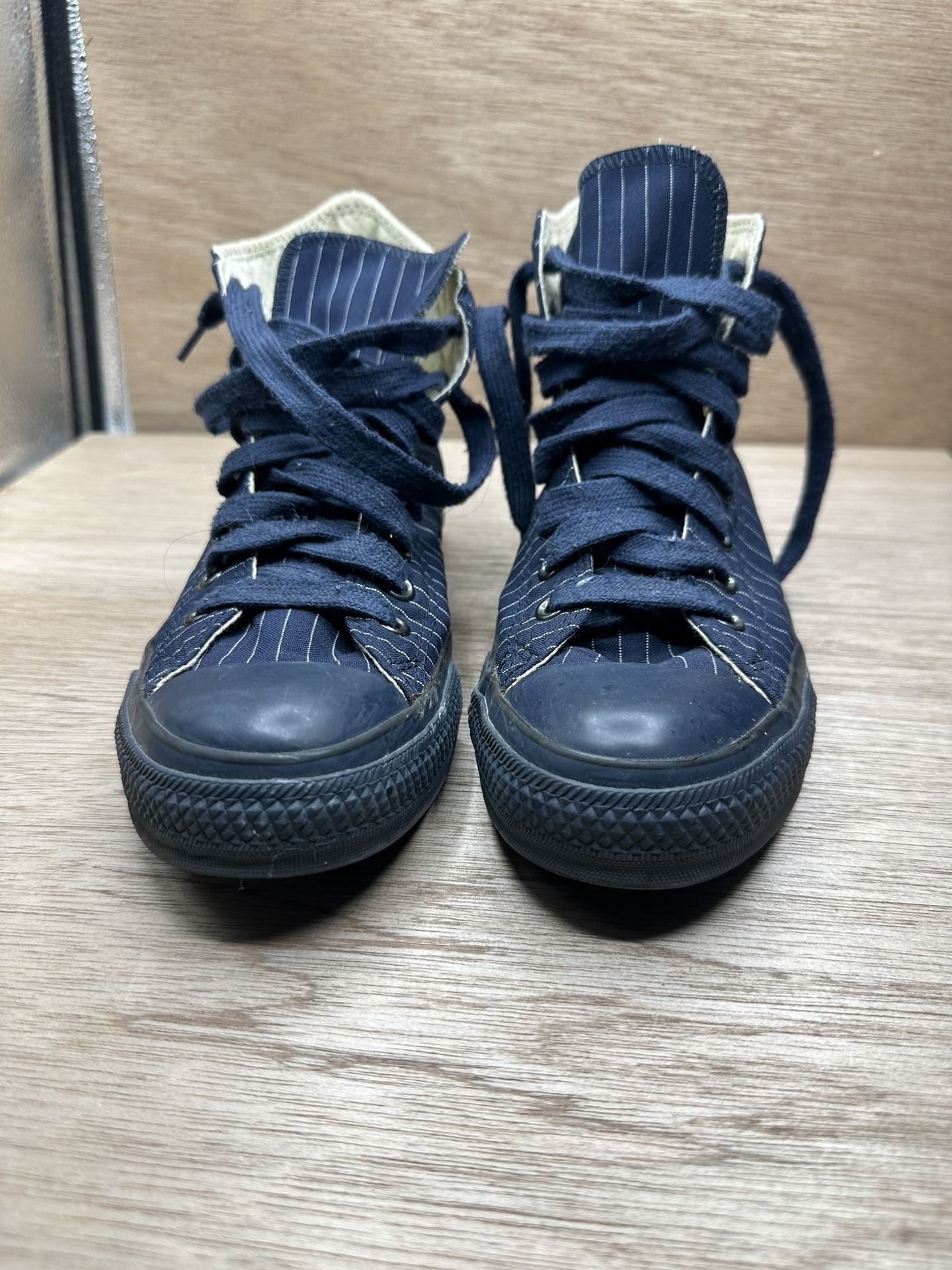 Converse Chuck Taylor Yankees Blue Pinstripe Hi Brown Men’s Size 7 Women 9