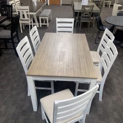 New White Farmhouse Dining Kitchen Table Set 