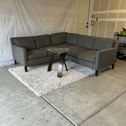 Grey Crate And Barrel 2pc Sectional Sofa (Delivery Available)