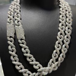 VVS Moissanite Infinity link chain 15mm 22 inch Pass diamond tester