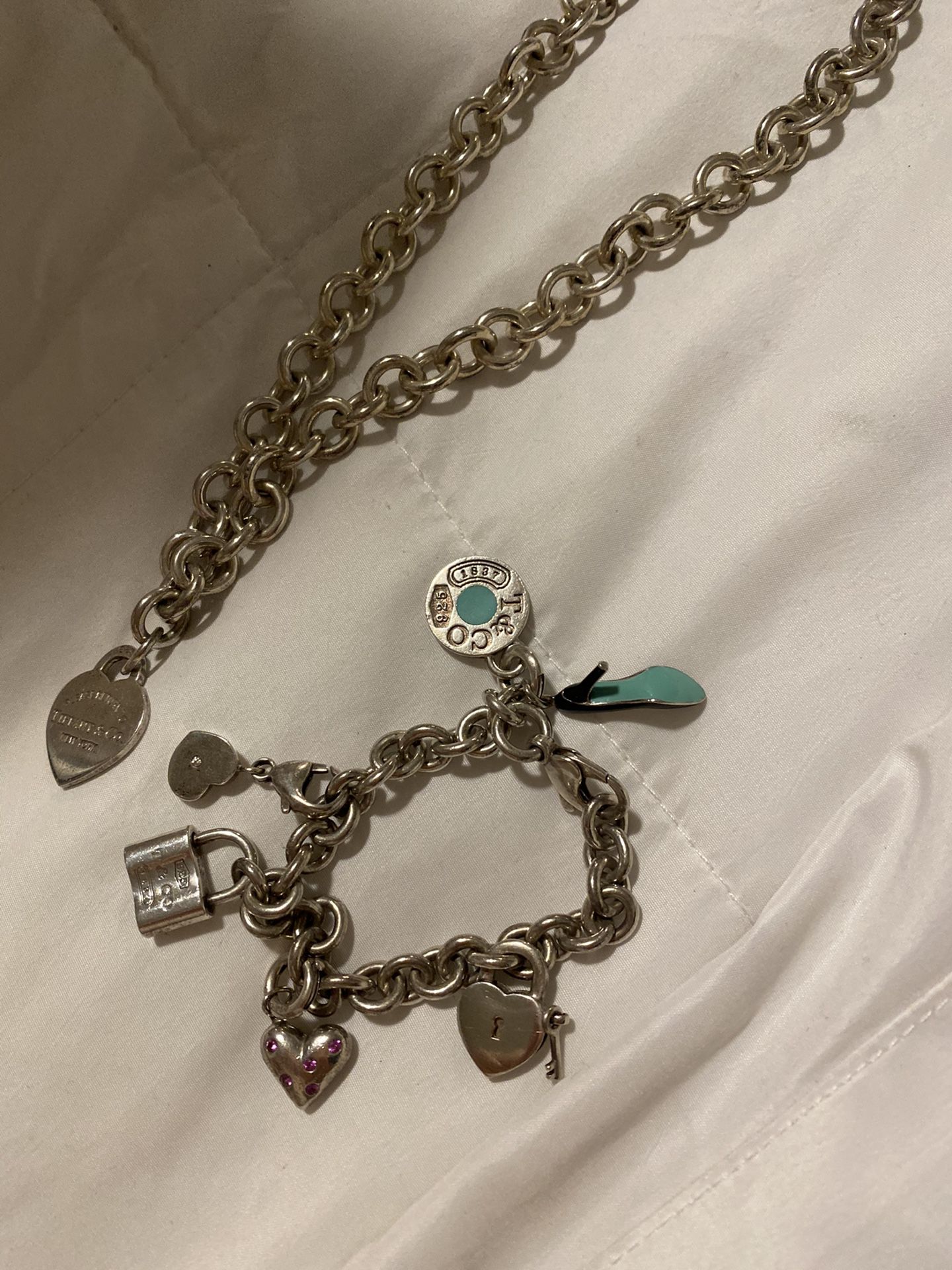 Tiffany And Co Silver Charm Bracelet And Necklace