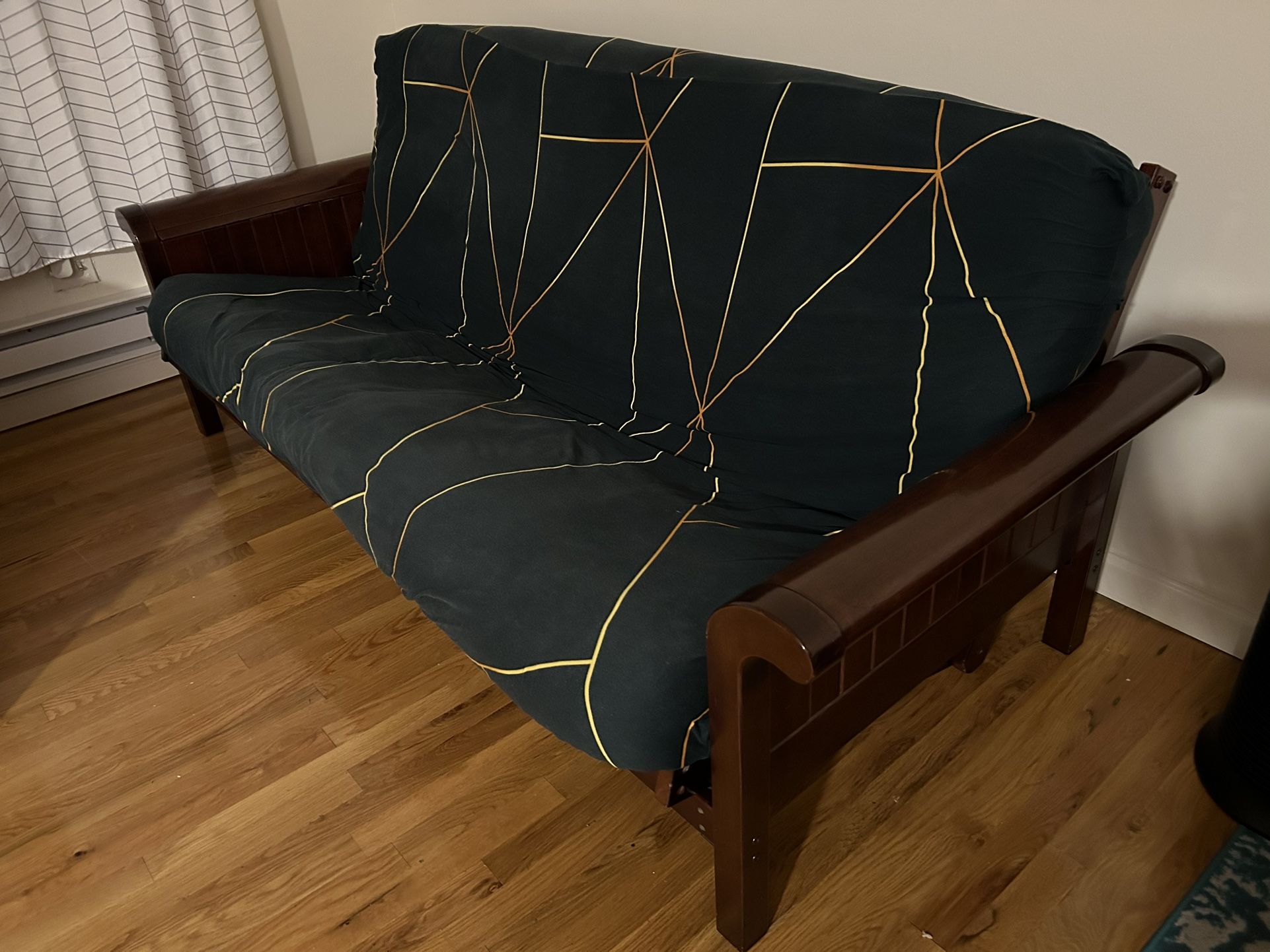 Sturdy Wood Futon Frame, Black Futon & Cover