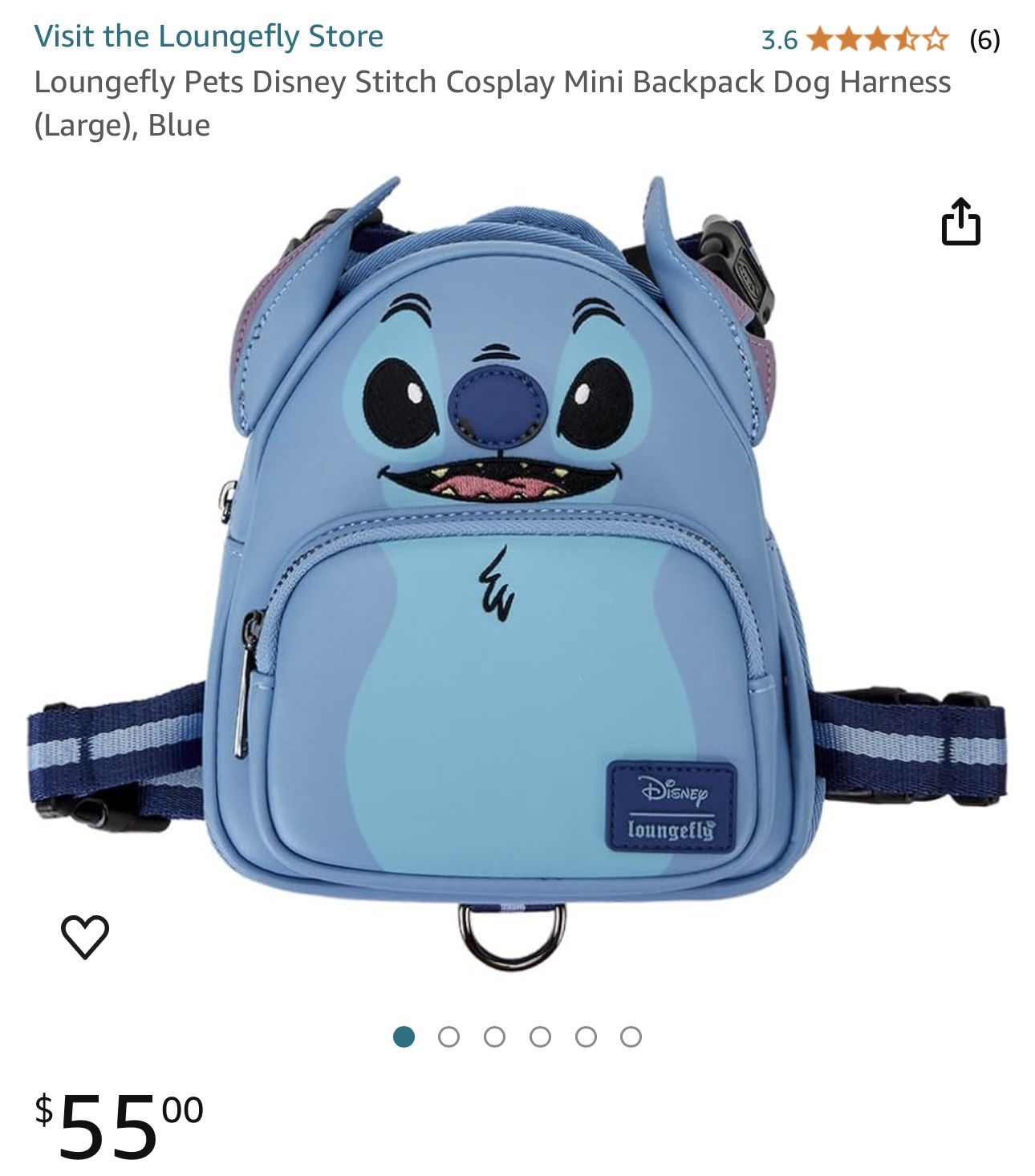 Stitch Backpack Dog Harness (large)