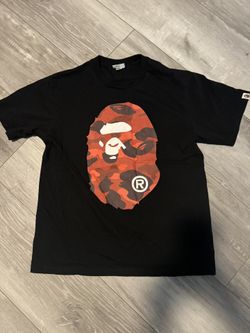 BAPE Black & Red Color Camo Big Ape Head T-shirt 