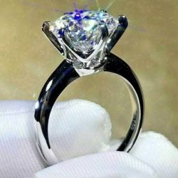 GENUINE 14 KT OVER SILVER 1 CT MOISSANITE SOLITAIRE RING