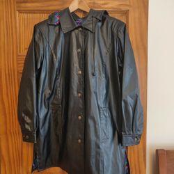 Black Hooded Raincoat 