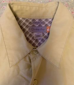 Quiksilver Light Yellow Short Sleeve Button Up Shirt L.