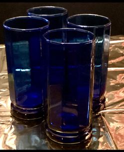 Vintage 4 Tall Cobalt Glasses