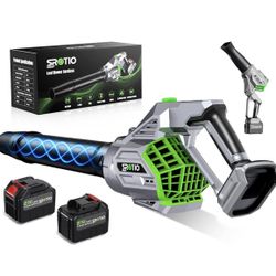 Electric Leaf Blower, 950,000 RPM Leaf Blower Cordless Body Can be Rotated 180°, 2 X 4.5Ah Batteries and Fast Charger 4 Speed Mode Portable Lightweigh