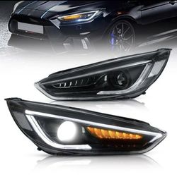 Projector drl Headlights For Ford Focus 2015-2018 LED Sequential Turn 