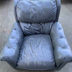 Comfy Large Gray leather armchair 