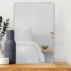 Sxiawe 20 in. W x 30.2 in. H Silver Rectangle Aluminum Frame Wall-Mounted Bathroom Mirror/Vanity