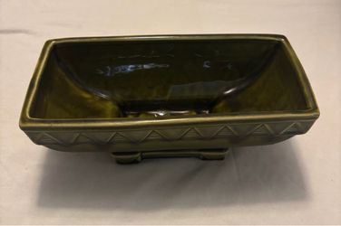 Vintage 1950s MCM Avocado Green Geometric Pedestal Planter