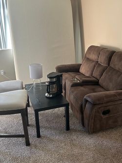 2 mattress 1 coffee maker 1 table 1 lamp 1 love seat 2 chairs