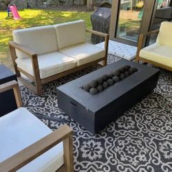 Modern Wood Outdoor Patio Set 3 piece