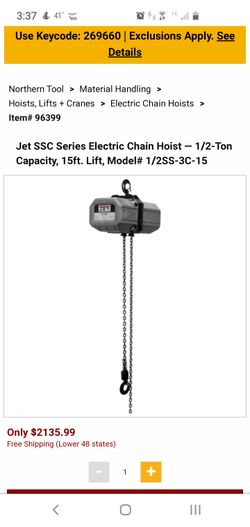 Jet 1/2 ton electric power hoists