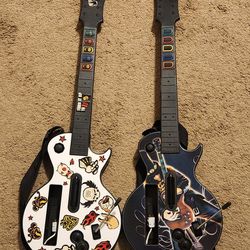 Wii Guitar Hero Gibson Les Paul Guitars LOT of 2 - Slash Edition and White Rare