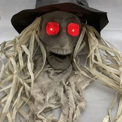 Hanging light up eyes, scarecrow, severed head, Halloween prop decoration