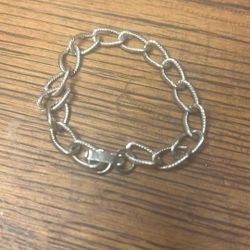 Vintage Silvertone Bracelet With Textured Links