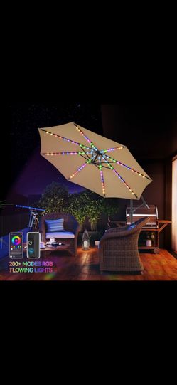 brand new outdoor umbrella with solar lights $95. 10ft