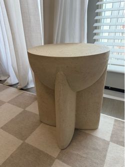 Modern Sculptural Accent Table, Organic Textured Pedestal Side Table, Indoor/Outdoor Side Table, Nightstand