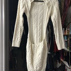 Cozy Knitted Turtleneck Backless Dress
