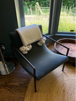 Contemporary Designer Lounge Chair – Upholstered with Metal Frame