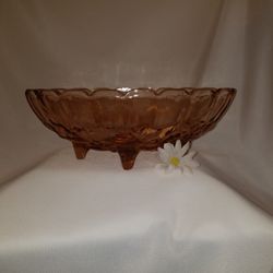 Vintage Indiana glass PINK Harvest Grape Footed Fruit Bowl