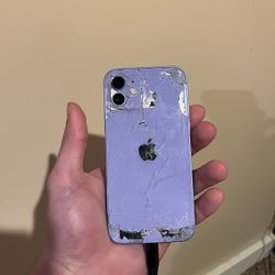 iPhone 12 Purple 128 Gb (needs New Screen(phone Is Wiped Clean With Carrier Unlocked)