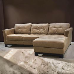 Macy’s Tufted Leather 2pc Sectional Sofa