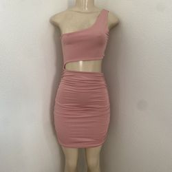 Shein One Shoulder Pink Dress - Size Medium 