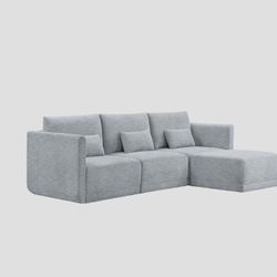 Brand New Drew Modular Sectional Sofa with Ottoman Drew Barrymore Gray Fabric