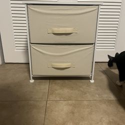 White End Table With Canvas Drawers