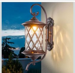 Oil Rubbed Bronze 24" Large Outdoor Coach Light Retro Exterior Waterproof Wall Lantern, Waterproof Aluminum Patio Sconce Light Brown Wall Mount Lamps