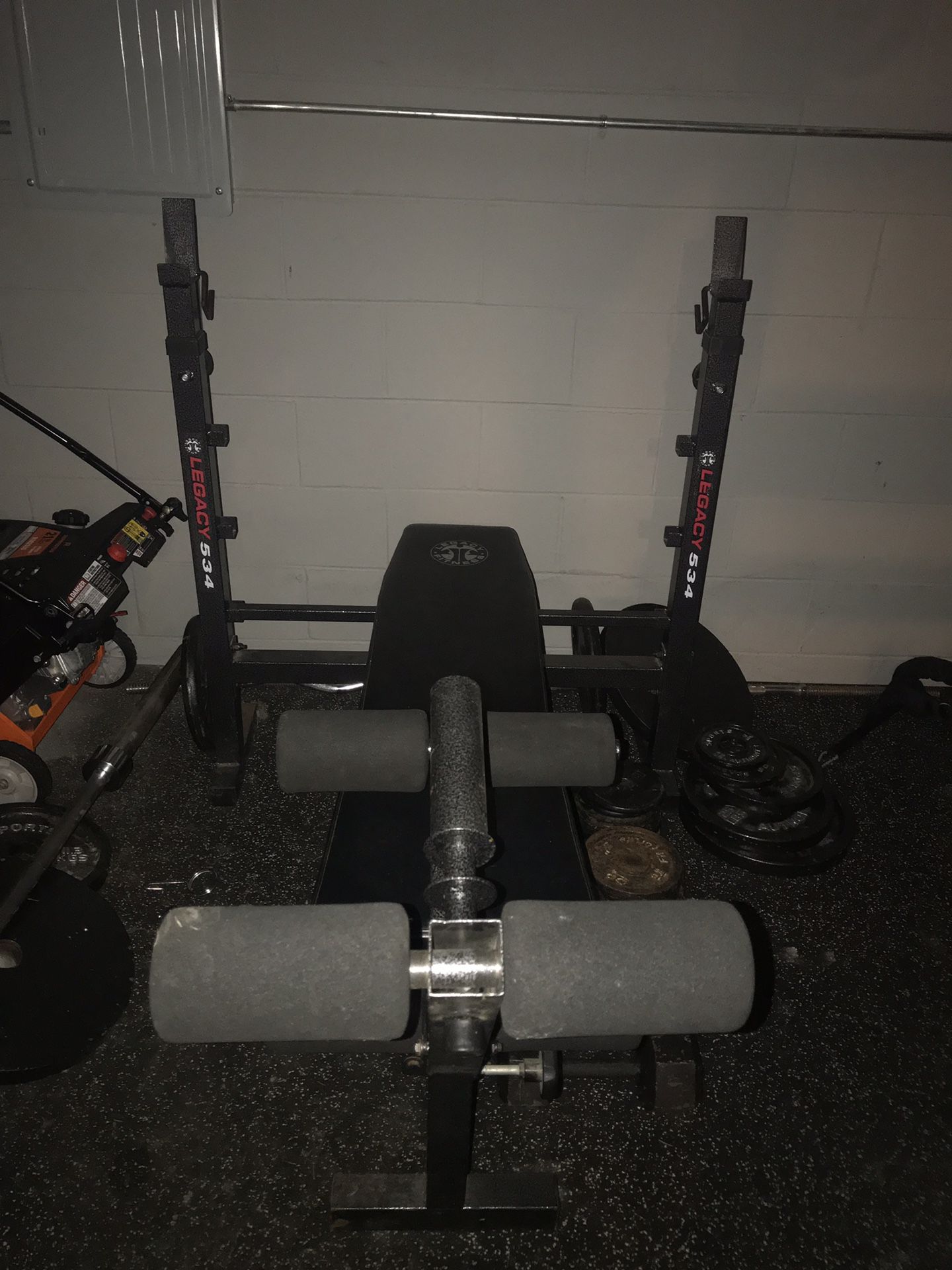 Legacy weight lifting bench with Olympic weights