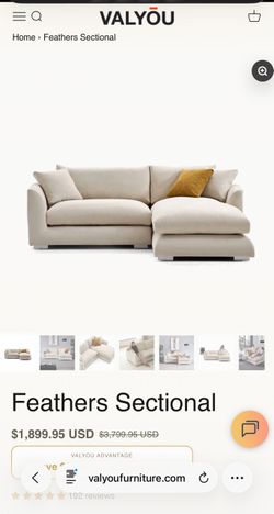 MOVING SALE - Cloud Couch Dupe Modular Feathers Sectional | 88” Left Chaise
