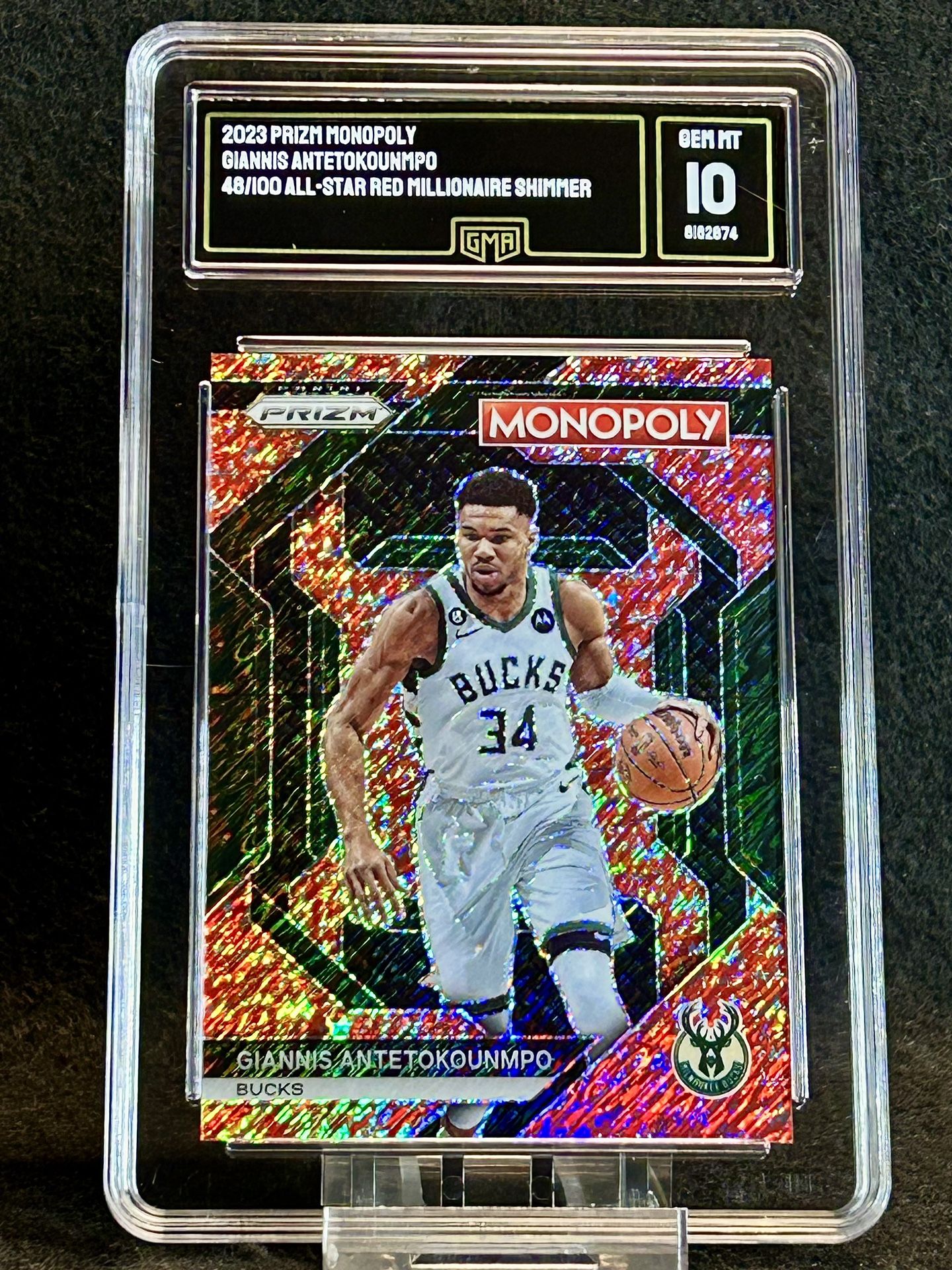 2023 Prizm Monopoly π₯ Giannis Antetokounmpo π₯ All-Star Red Millionaire Shimmer Prizm /100 GMA 10 π Mint - Milwaukee Bucks