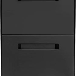 Stockpile 2 Drawer Mobile File Cabinet with Lock - Under Desk Metal Filing Cabinet, Legal/Letter File Folders, Wheels and Stationary Feet, Pre-Assembl