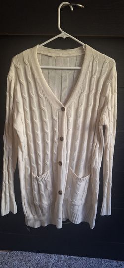 Cream Cable Knit Button-Up Cardigan