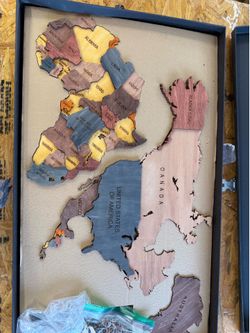 World map made of wood-wall art